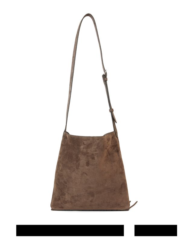 V Logo Tassel Detail Suede Shoulder Bag