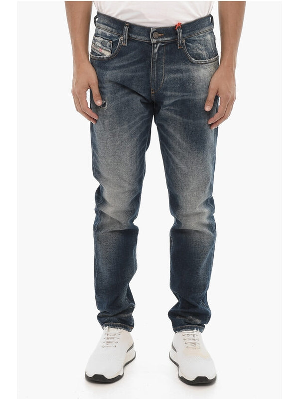 Washed Cotton Blend Denim Pants