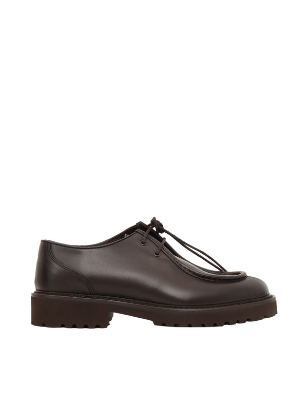 Brown Calfskin Lace-Up Shoes