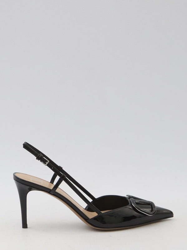 V Logo Leather Slingback Heels