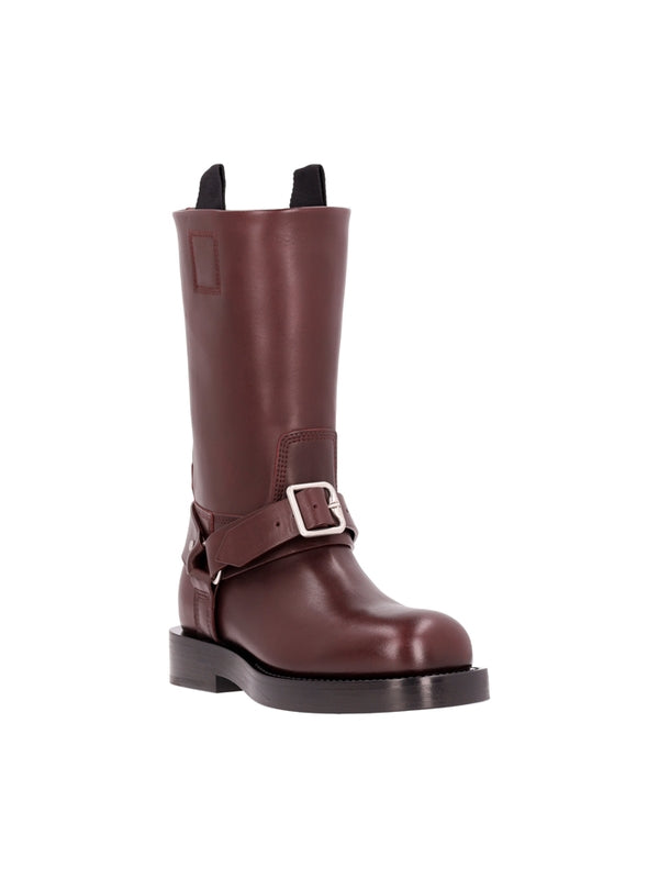 Harness Buckle Leather Boots