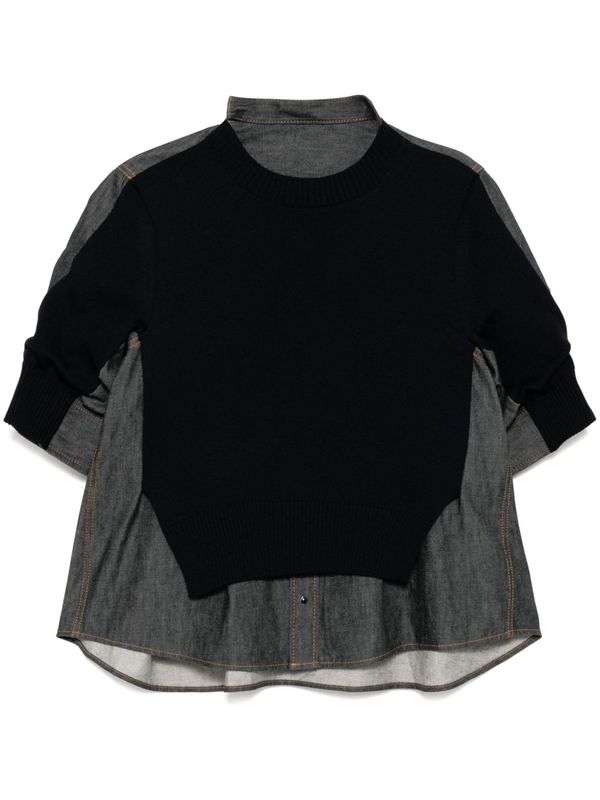 Knit Panel
  Shirt Mix Top