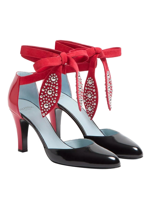 Abrasive Metal Trim Leather Sandal Heel