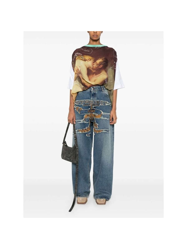 Logo Embellished Denim Pants