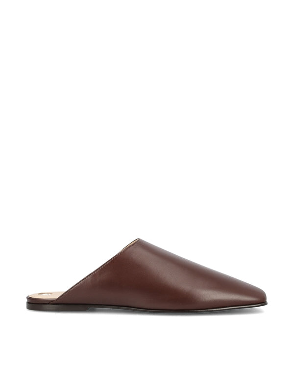 Square-toe Leather Mules