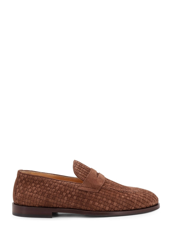 Woven Suede Penny Loafers