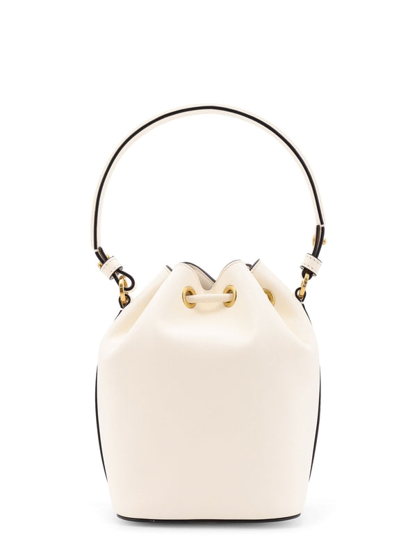 V Logo Leather Bucket Bag