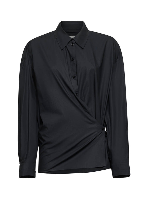 Black Asymmetric Cotton Shirt