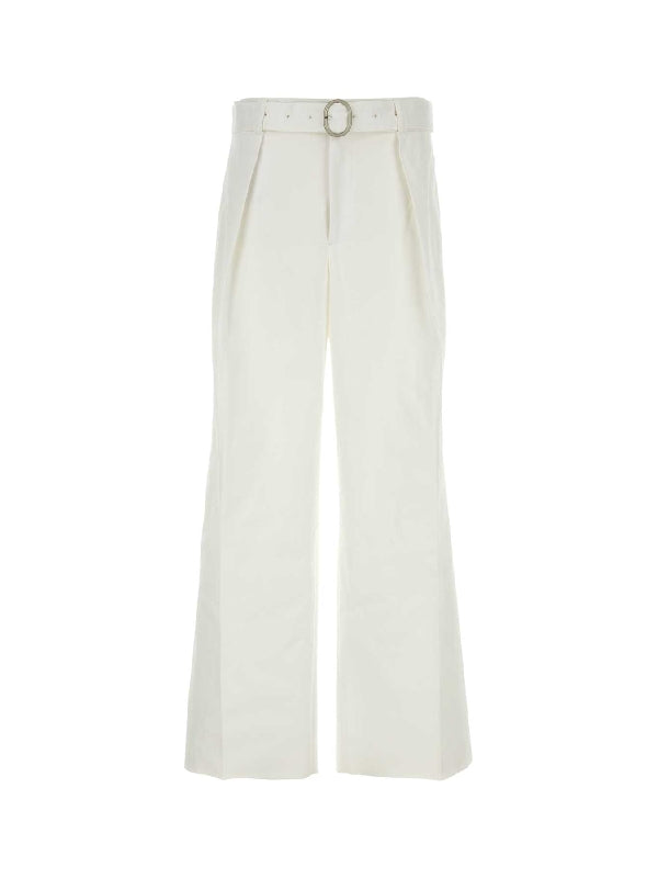 Wide Belted Cotton Pants