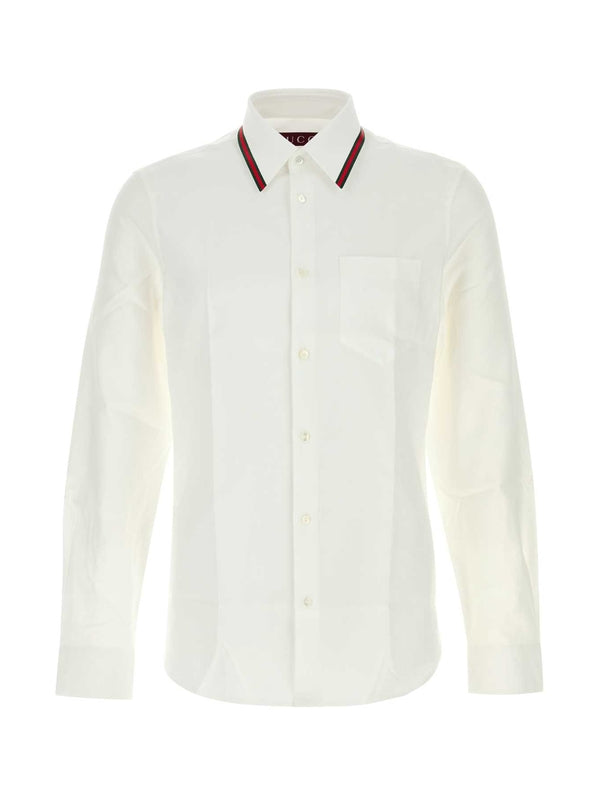 Web Stripe Collar Cotton Shirt