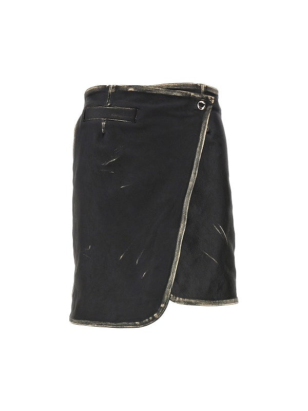 Wrap Around Leather Skirt