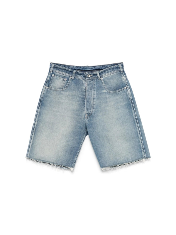Washed Distressed Denim Bermuda Shorts