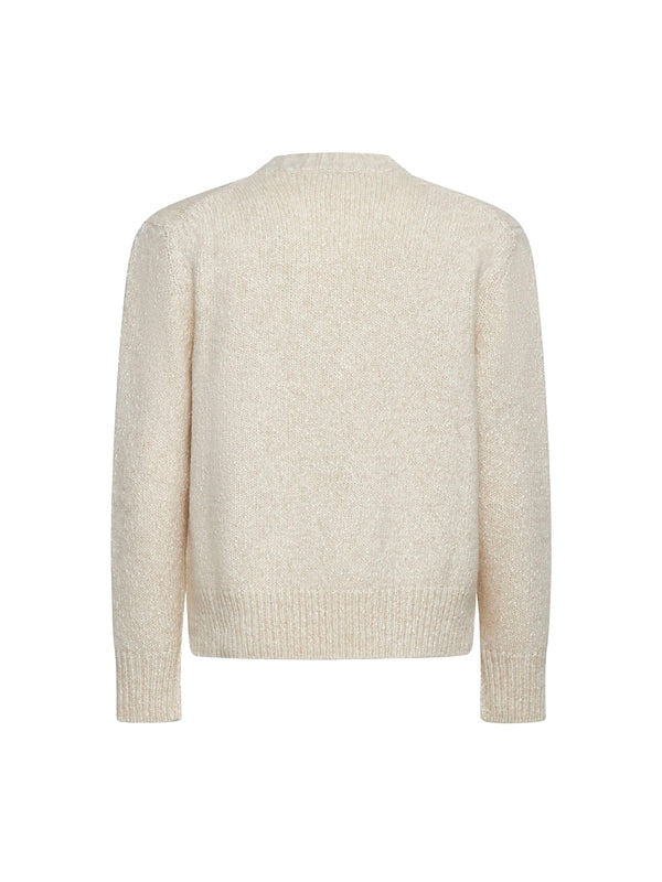 White Crewneck Wool Cashmere Knit