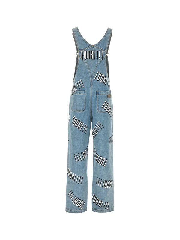 Printing Detail Denim Jumpsuit