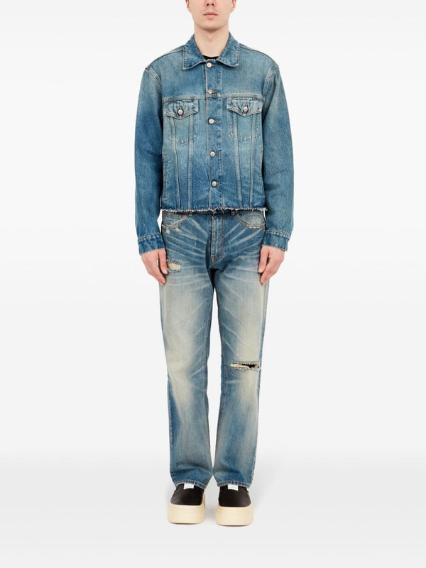 Back Stitch Washing Cotton Denim Trucker Jacket