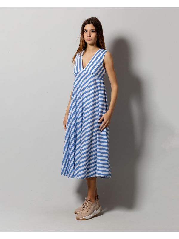 Stripe Cotton Flare Dress