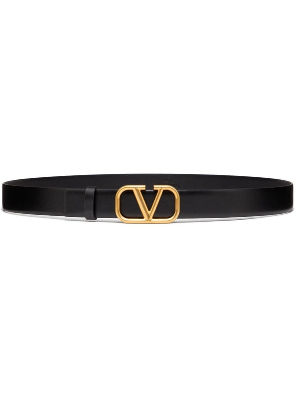 V Logo Leather Belt