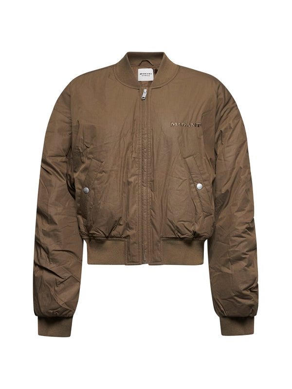 Logo Embroidered Cotton Nylon Bomber Jacket