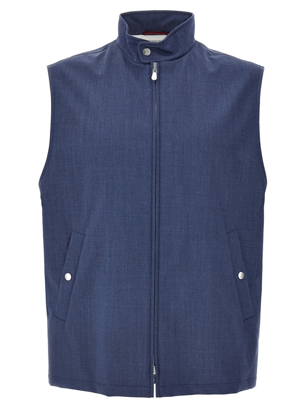 High Neck
  Zip-up Wool Vest