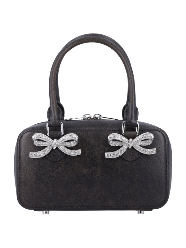 Bow Detail Leather Shoulder Bag