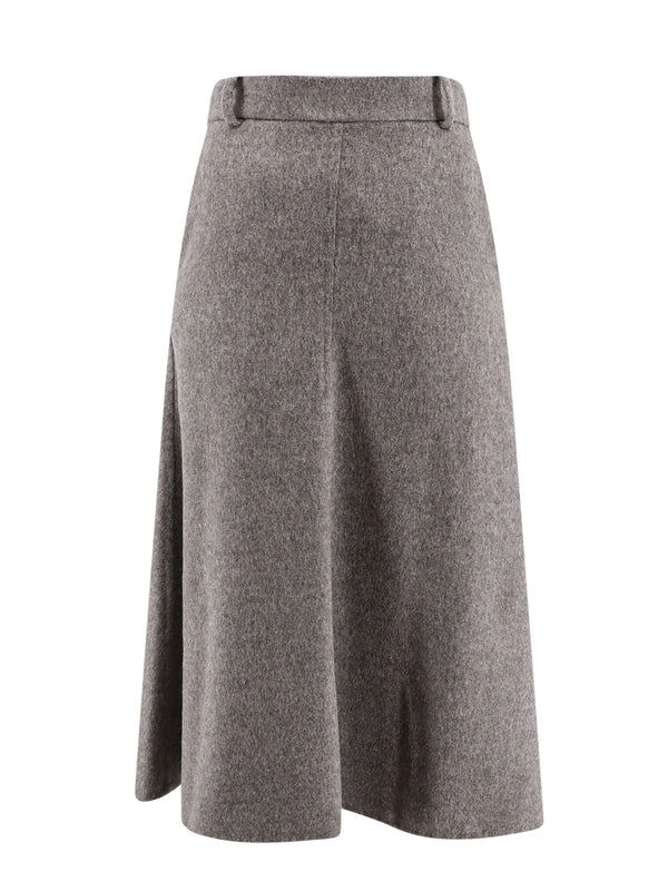 Wool Flare Midi Skirt