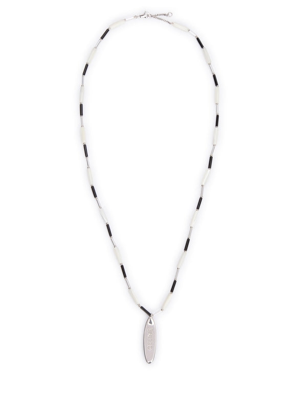 Metal Logo Pendant Beads Necklace