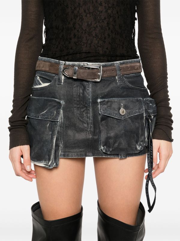 Vintage Washed Cargo Mini Skirt