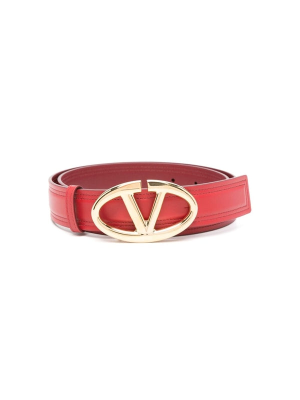 V Logo Leather Belt