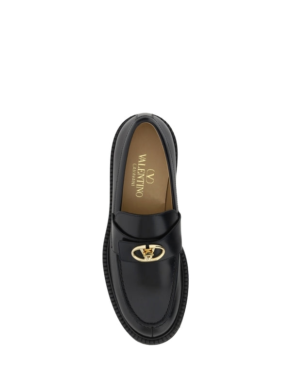 V Logo Leather Loafer