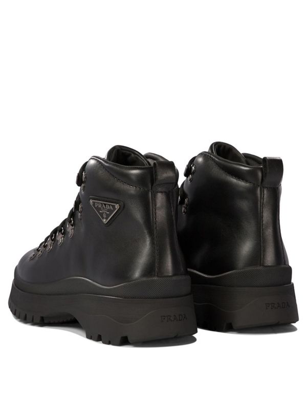 Triangle Logo Leather Lace-Up
  Boots