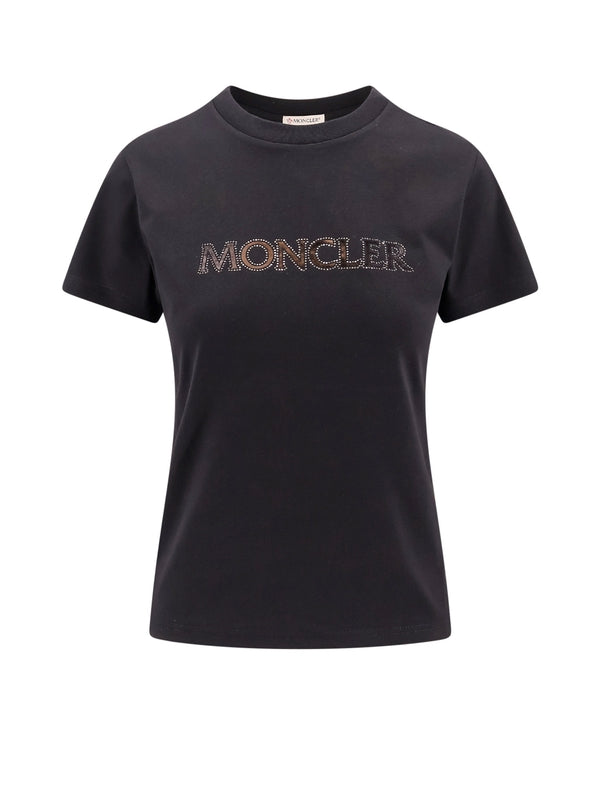 MONCLER - Rhinestone Logo Short Sleeve Tshirt - Jente