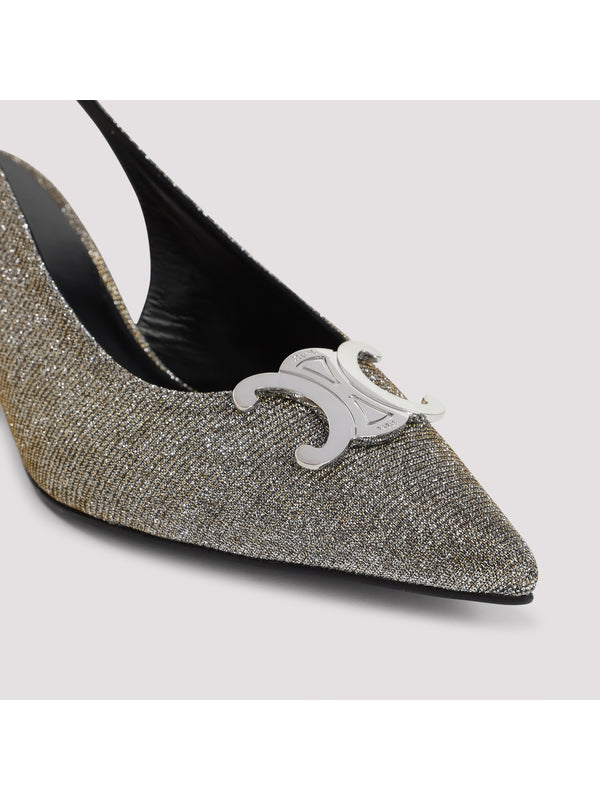 Triomphe Logo Leather Slingback Heels