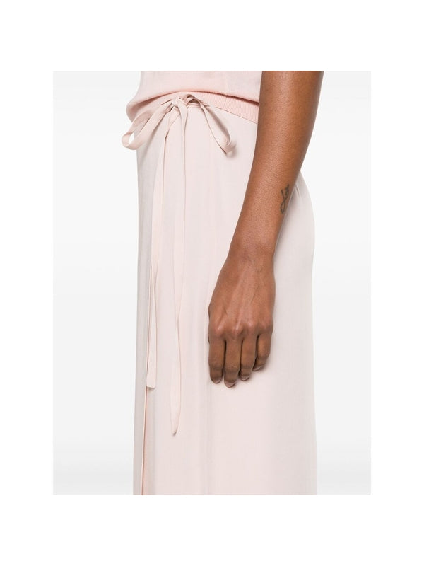 Wrap Silk Midi Skirt
