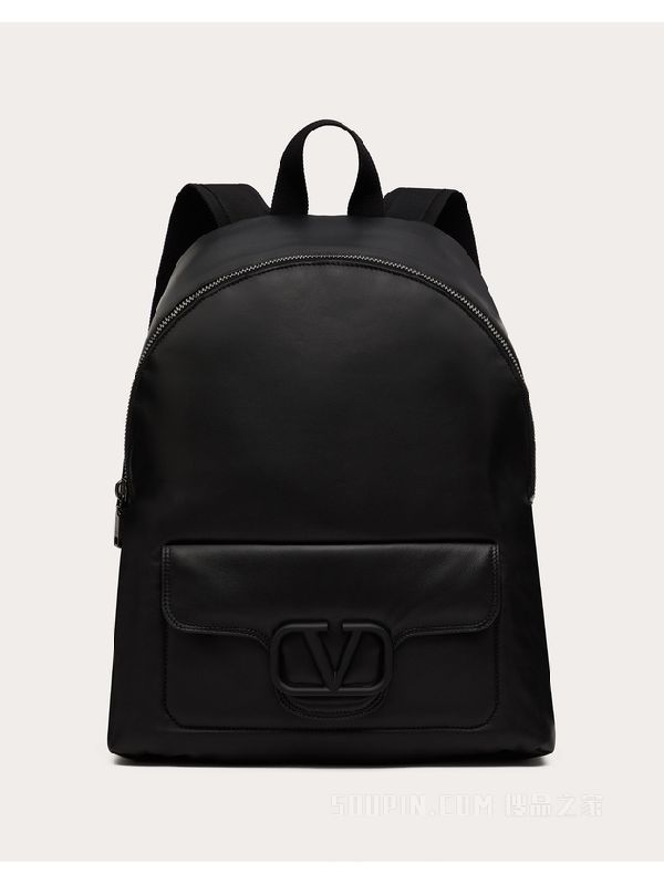 V Logo Embossing Lambskin Backpack