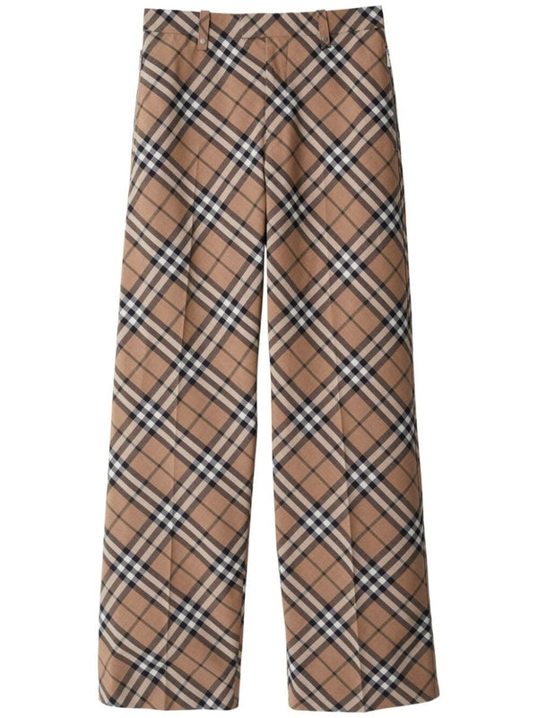 Vintage Check Pattern Wool Pants