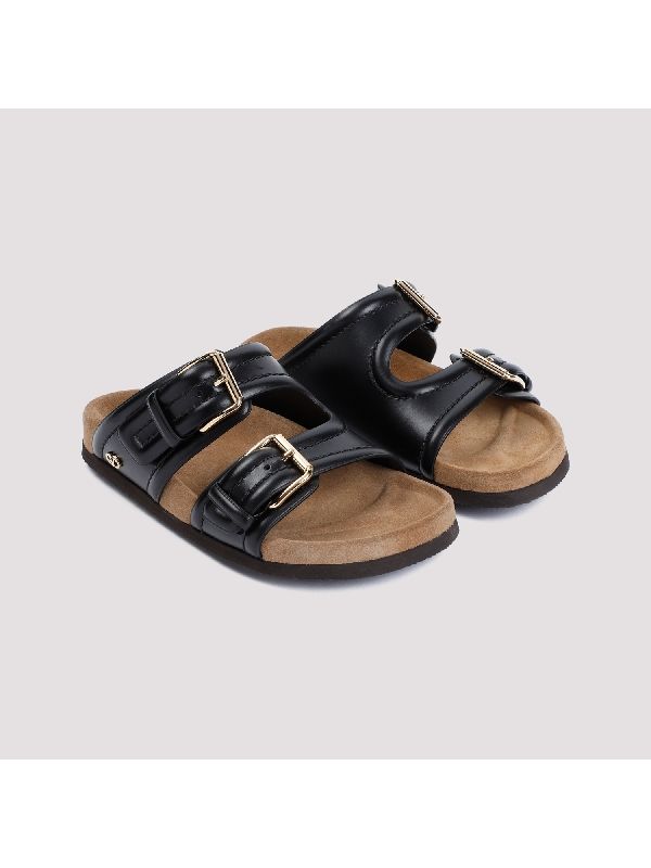 V Logo Double Strap Sandals