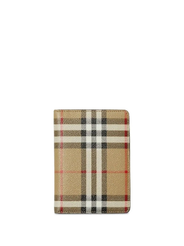 Vintage Check Pattern Passport Holder