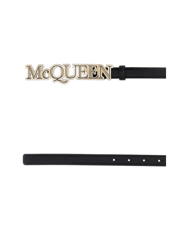 Alexander Mcqueen Black Leather Belts