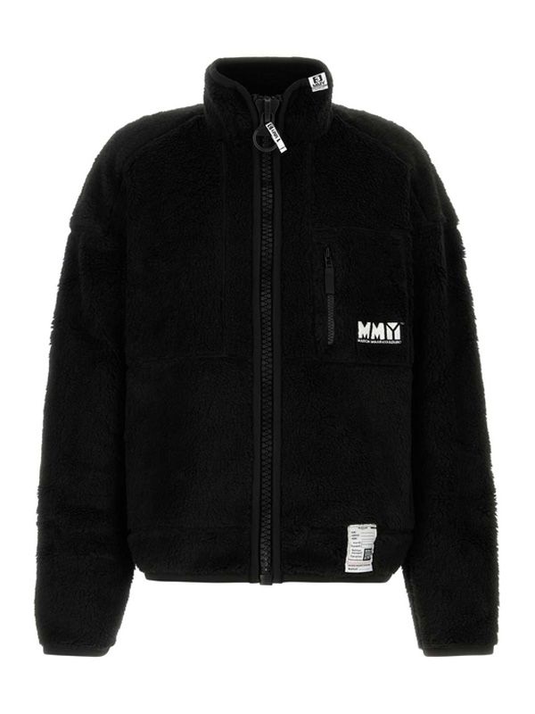 Logo Patch Shearling Zip-up Jacket