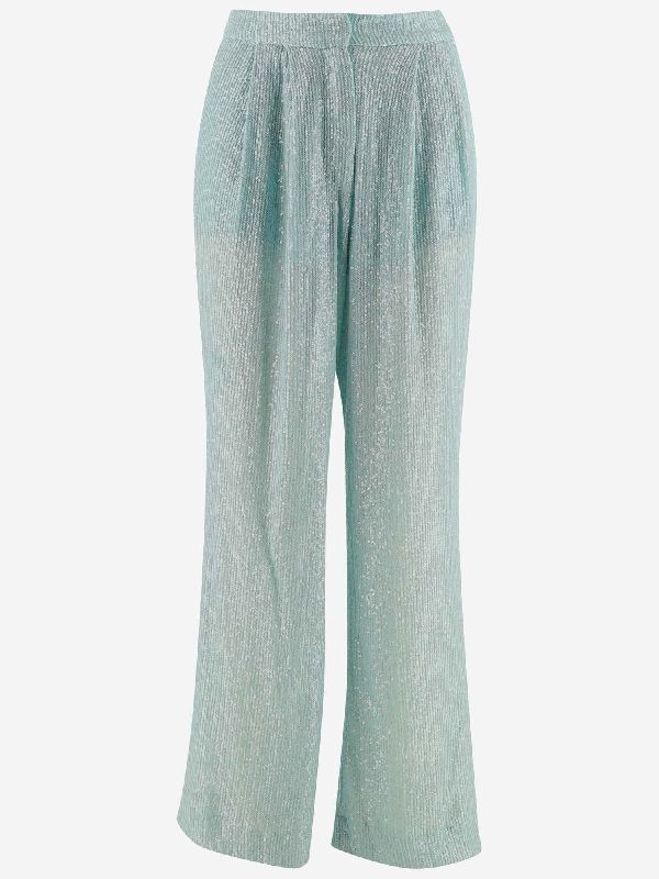 Sequin Pleated Straight Pants