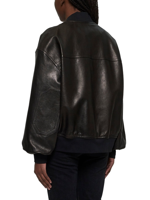 Black Lambskin Bomber Jacket