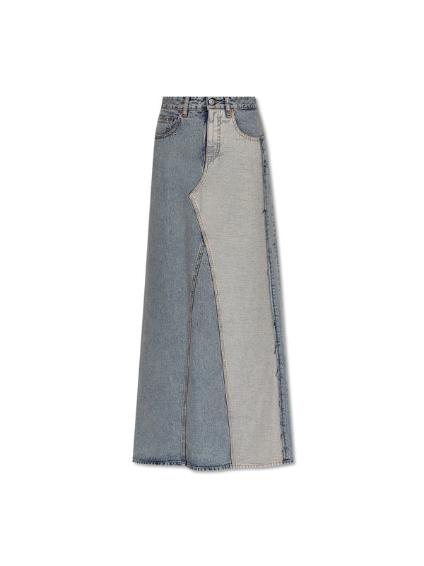 Panel Detail
  Denim Long Skirt