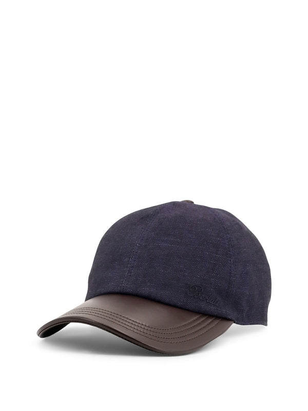 Logo Linen Leather Ball Cap