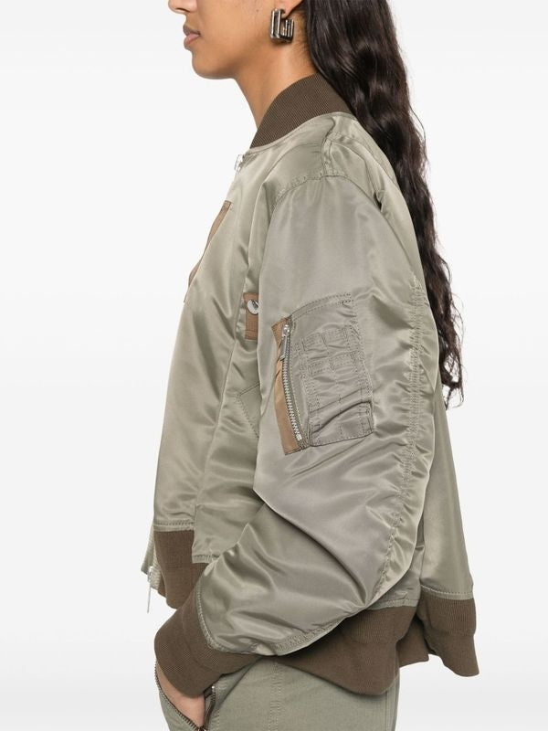 Asymmetric
  Nylon Bomber Jacket