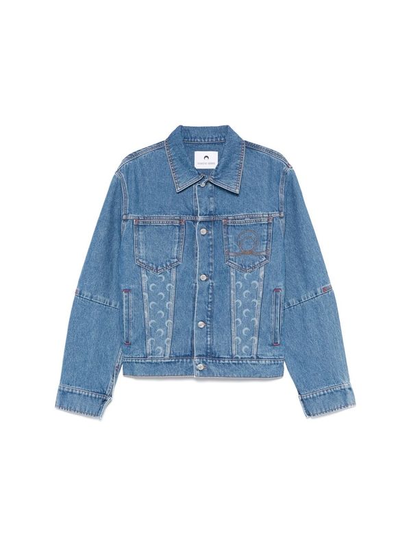 Crescent Moon Print Cotton
  Denim Trucker