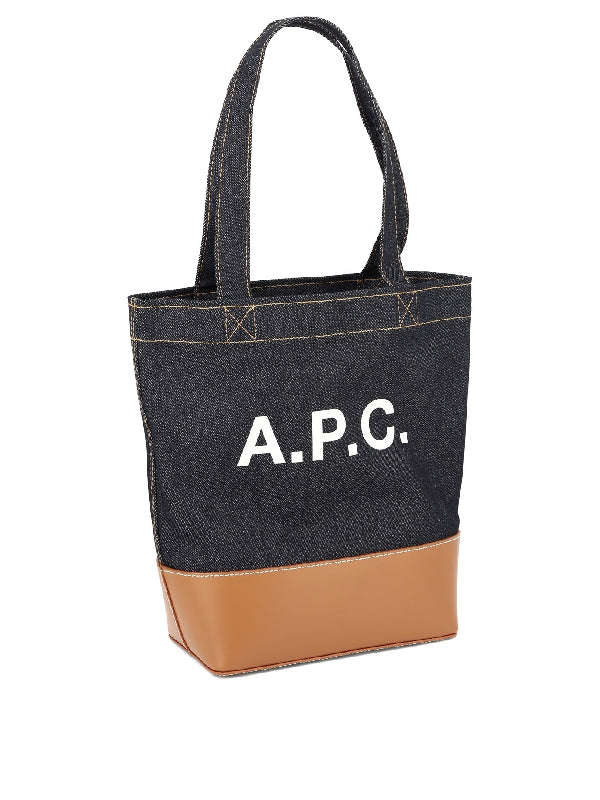 Axel Logo Denim Leather Tote
  Bag