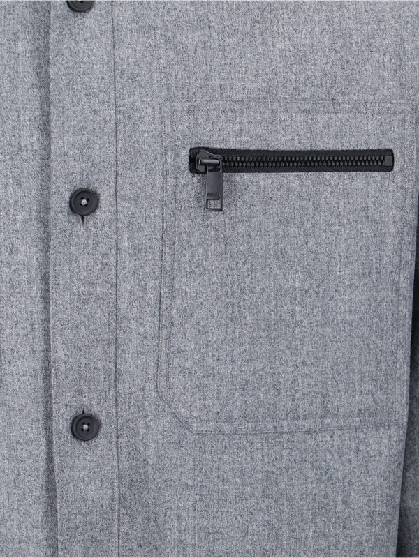 Zipper Pocket Wool Shirt