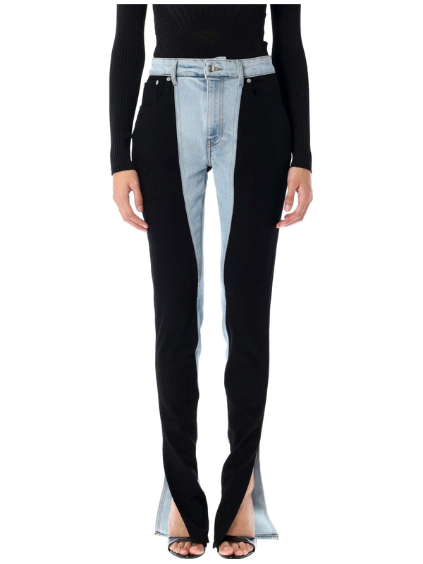 Bi-Color Skinny Denim Pants