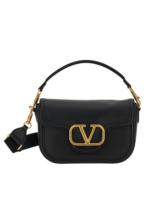 Alltime V Logo Leather Shoulder Bag