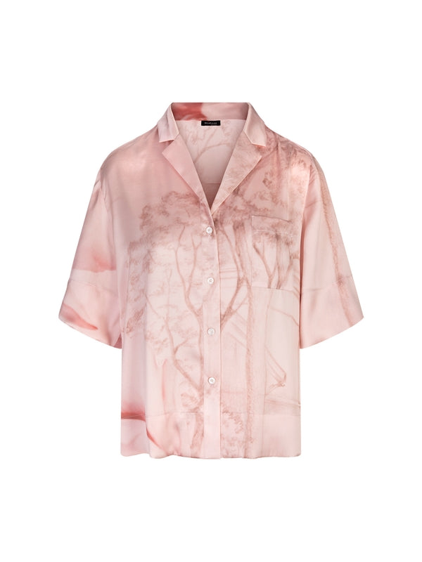 Allover Printing Silk Short Sleeve Shirt